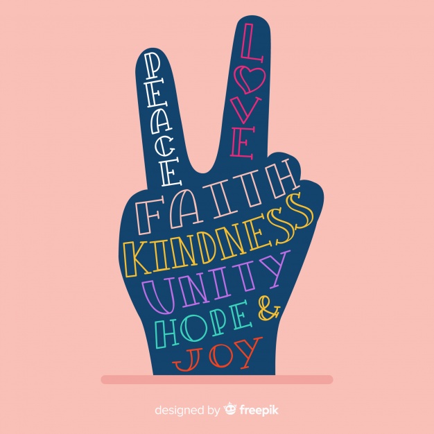 626x626 Lovely Peace Fingers Composition With Colorful Style Vector Free