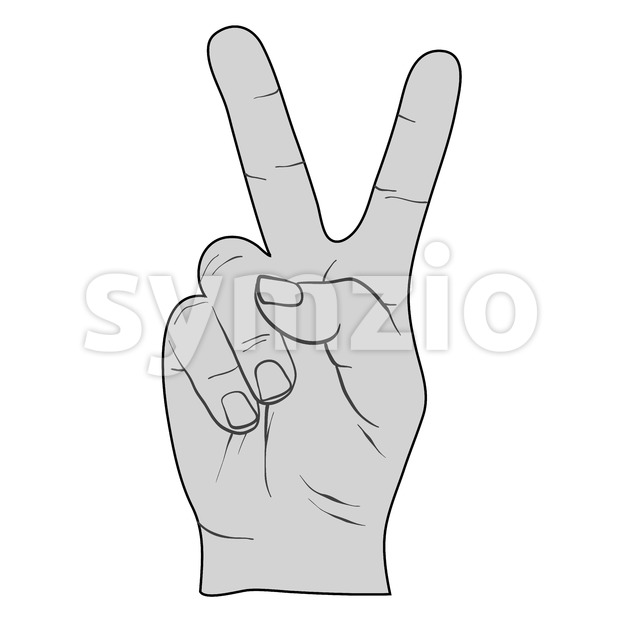 620x620 Peace Sign Victory Fingers Outline Drawing Vector Illustration
