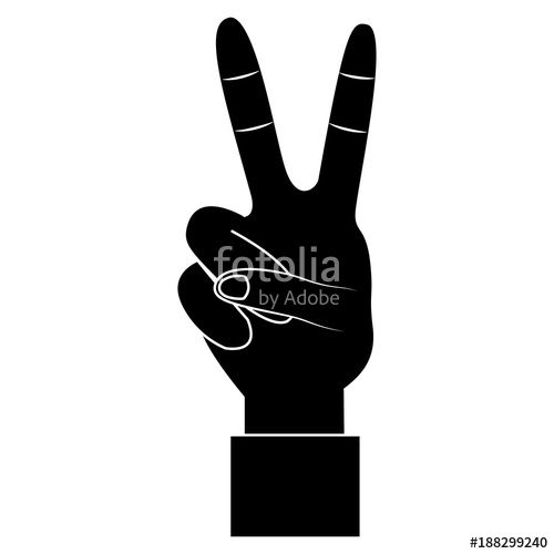 500x500 Two Fingers Up Peace Hand Gesture Icon Image Vector Illustration