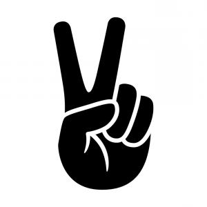 300x300 Hand Gesture V Sign For Peace Or Victory Icon Vector Studiogrfx