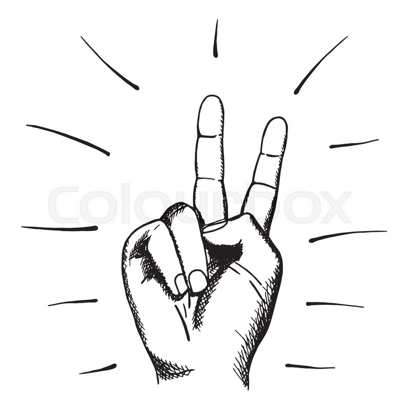 800x800 Painted Human Hand Sign Of Peace Stock Vector Colourbox