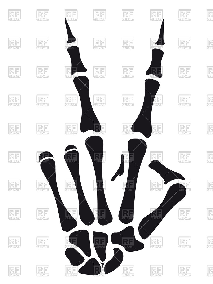 900x1200 Skeleton Hand Peace Sign Isolated On White Backdrop Vector Image