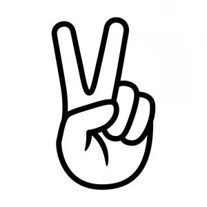 300x300 Hand V Sign For Peace Or Victory Line Icon Vector Studiogrfx