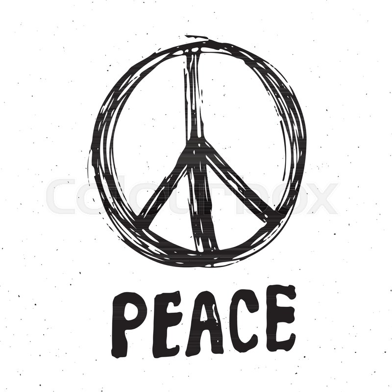 800x800 Peace Symbol, Hand Drawn Grunge Hippie Stock Vector Colourbox
