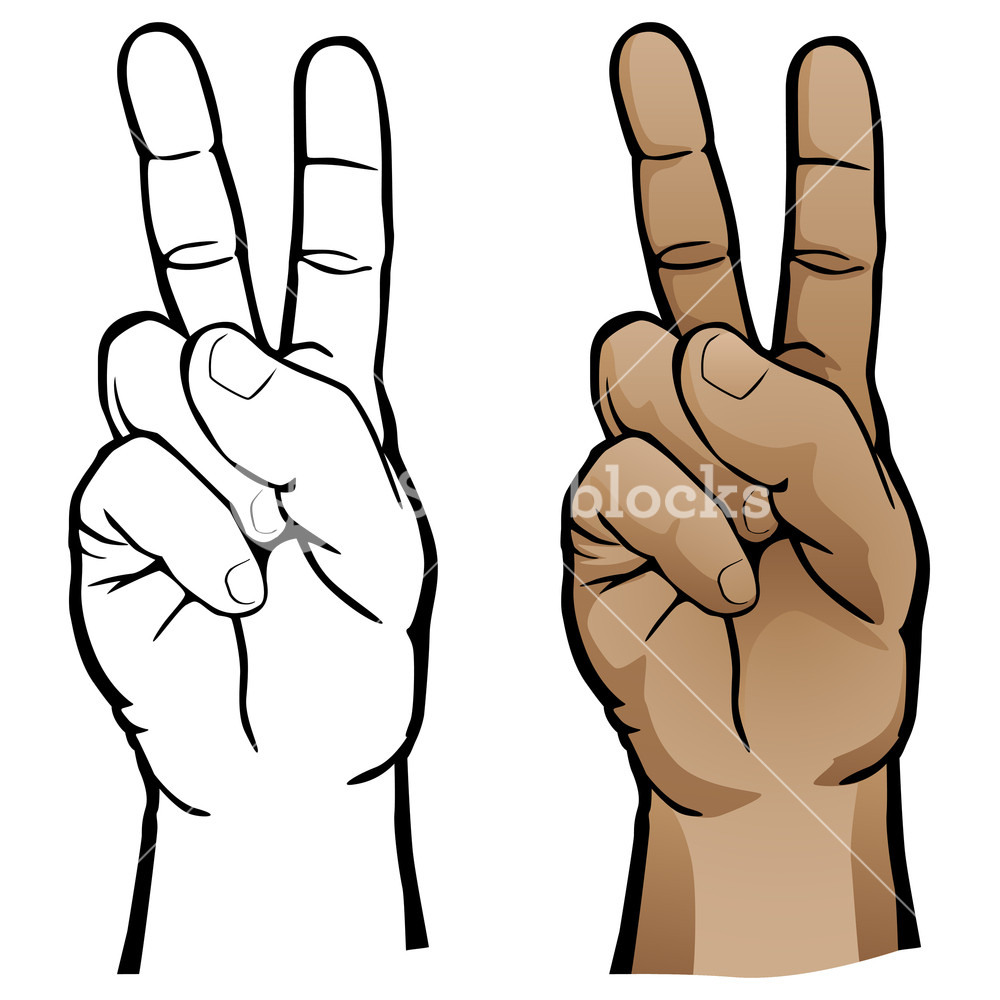 1000x1000 Hand Peace Sign Vector Illustration Royalty Free Stock Image
