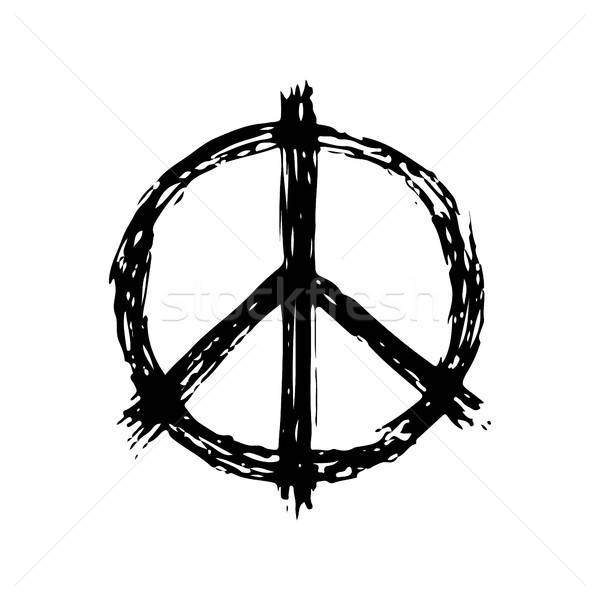 600x600 Peace Sign In Black Color, Logotype Hippie Symbol Vector