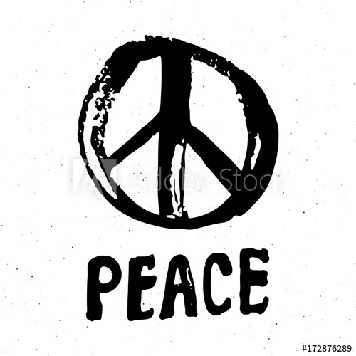 500x500 Peace Symbol, Hand Drawn Grunge Hippie Or Pacifist Sign, Vector