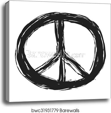382x390 Doodle Grunge Peace Sign, Vector Canvas Print Barewalls