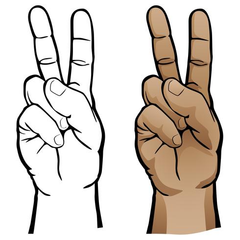 490x490 Hand Peace Sign Vector Illustration