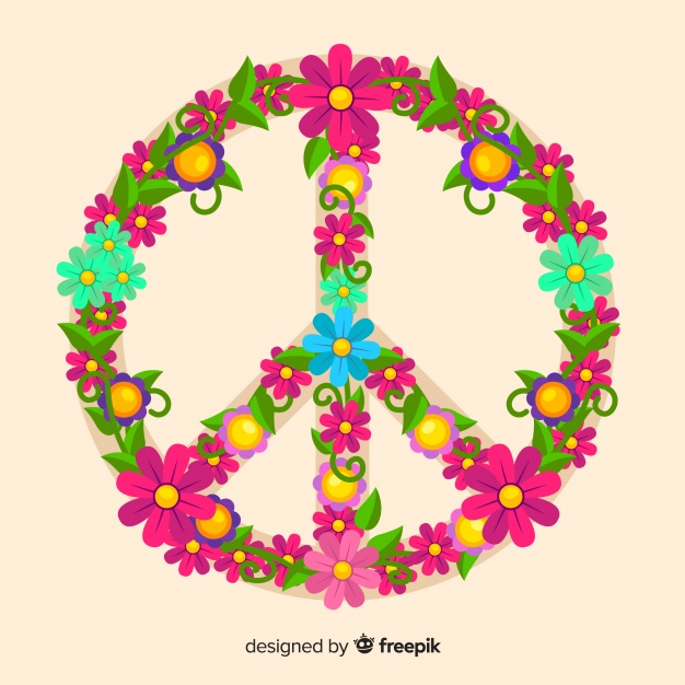 626x626 Floral Peace Sign Vector Free Download