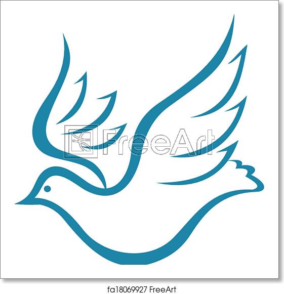 561x581 Free Art Print Of Flying Dove Of Peace Vector Doodle Sketch