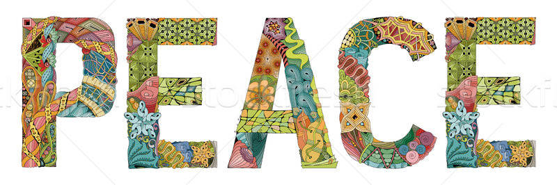 800x266 Word Peace Vector Decorative Zentangle Object Vector Illustration