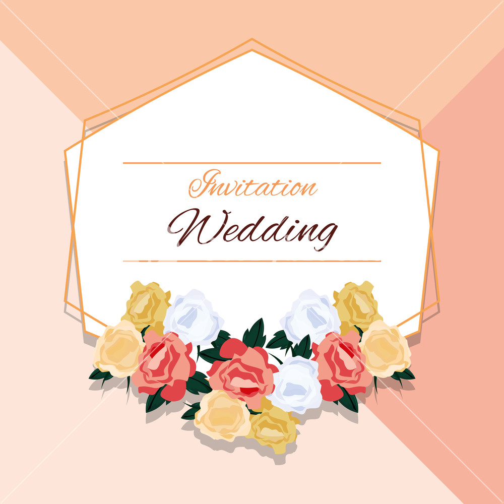 1000x1000 Floral Wedding Invitation Design With Beautiful Flowers