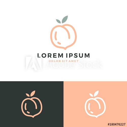 500x500 Peach Logo Vector Fruit Icon