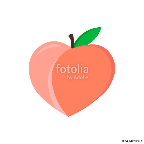 500x500 Emoji Peach Fruit Vector Peach With Leaf Made Flat Illustration