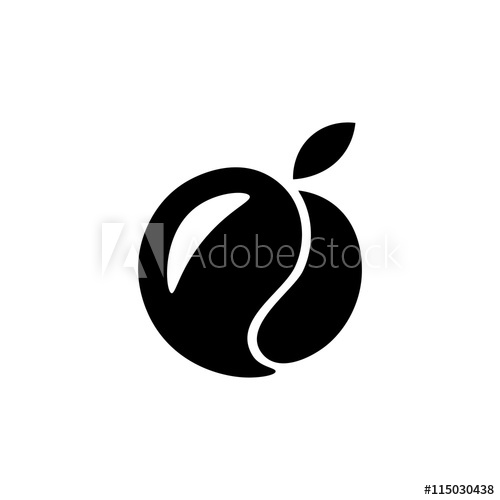 Peach Icon Black Icon On White Background 500x500 Peach Icon Black Icon On White Background
