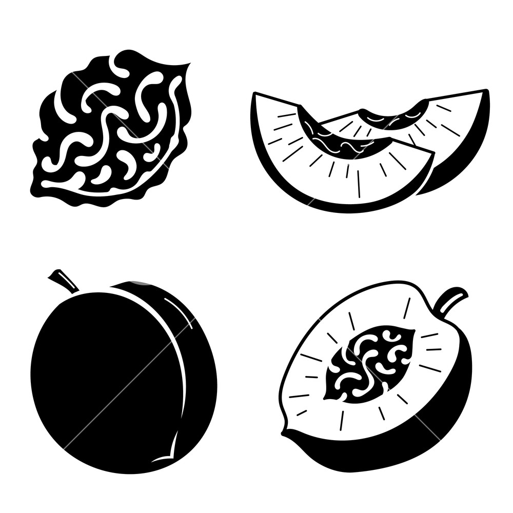 1000x1000 Peach Icons Set Simple Set Of Peach Vector Icons For Web Design