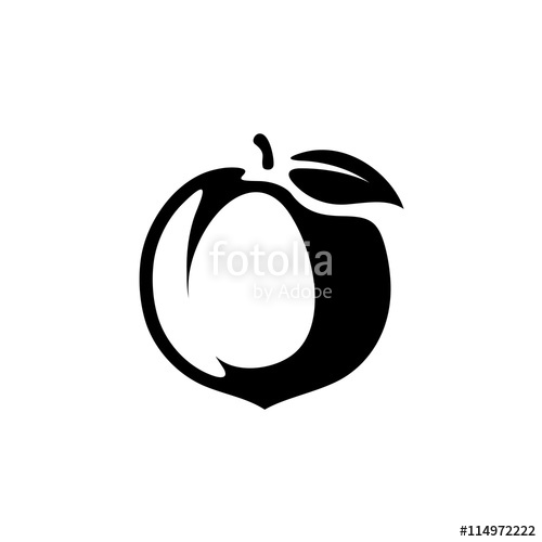 Peach Fruit Silhouette Monochrome Black Vector Illustration Stock 500x500 Peach Fruit Silhouette Monochrome Black Vector Illustration Stock