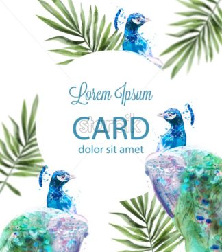 Peacock Tropic Background Vector Watercolor Summer Exotic Card 324x367 Peacock Tropic Background Vector Watercolor Summer Exotic Card
