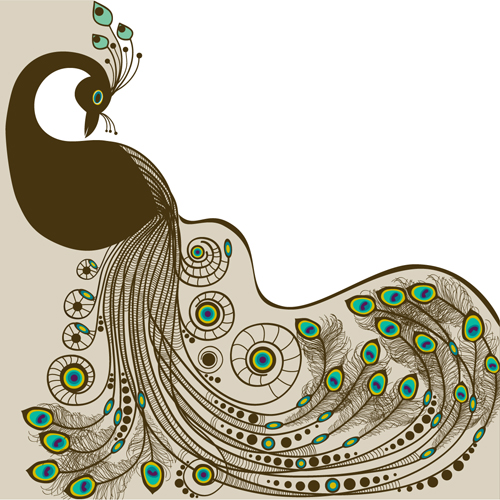 Peacock Vintage Styles Background Vector Free Download 500x500 Peacock Vintage Styles Background Vector Free Download