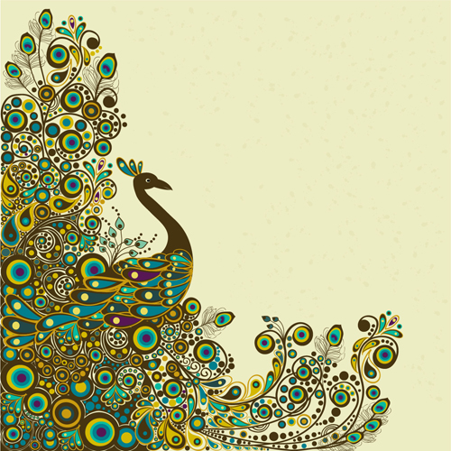 Peacock Vintage Styles Background Vector Free Download 500x500 Peacock Vintage Styles Background Vector Free Download