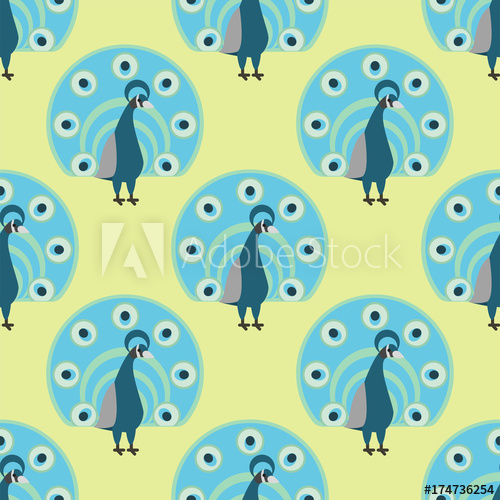 Seamless Pattern Peacock Background Vector Illustration Wild 500x500 Seamless Pattern Peacock Background Vector Illustration Wild