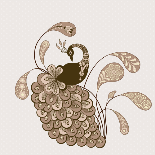 Peacock Vintage Styles Background Vector Free Download 500x500 Peacock Vintage Styles Background Vector Free Download