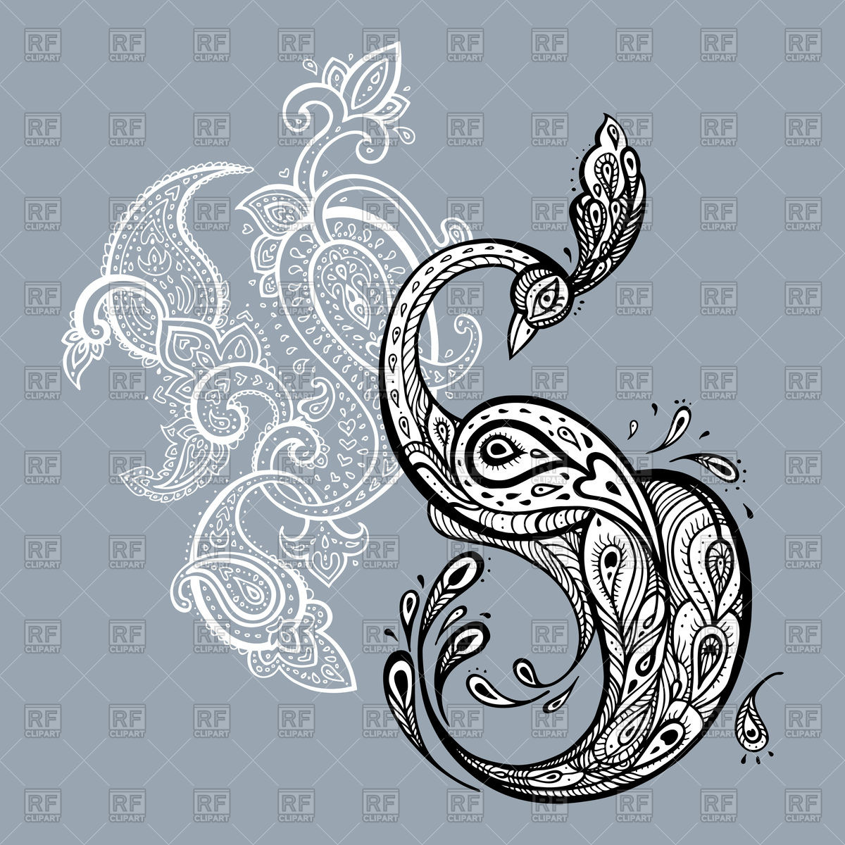 Beautiful Peacock In Polynesian Style Vector Image Of Plants 1200x1200 Beautiful Peacock In Polynesian Style Vector Image Of Plants