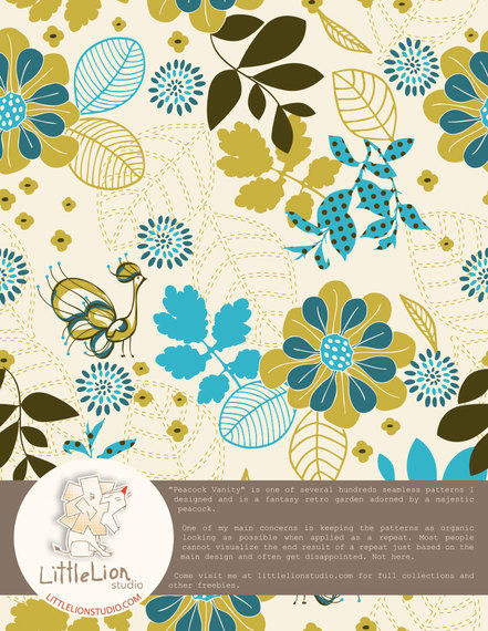 441x570 Peacock Vanity Seamless Vector Pattern