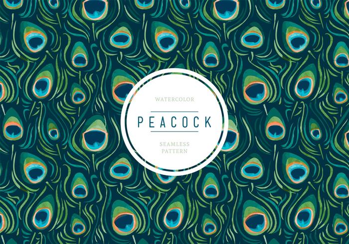 700x490 Vector Watercolor Peacock Seamless Pattern
