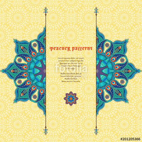 500x500 Vector Card With Floral Round Oriental Pattern Paisley Ornament