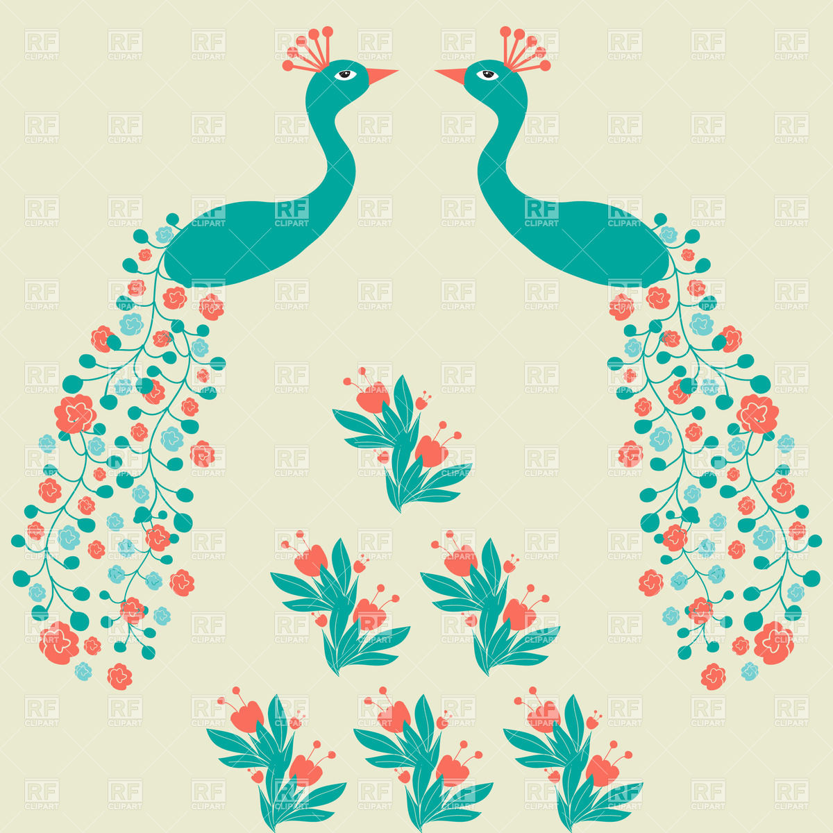 1200x1200 Decorative Peacock Composition