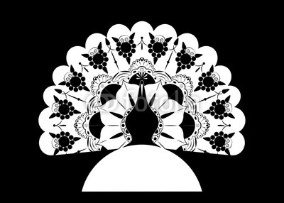 400x286 Peacock Icon Silhouette Tail Decorated Mandala Logo Design Vector