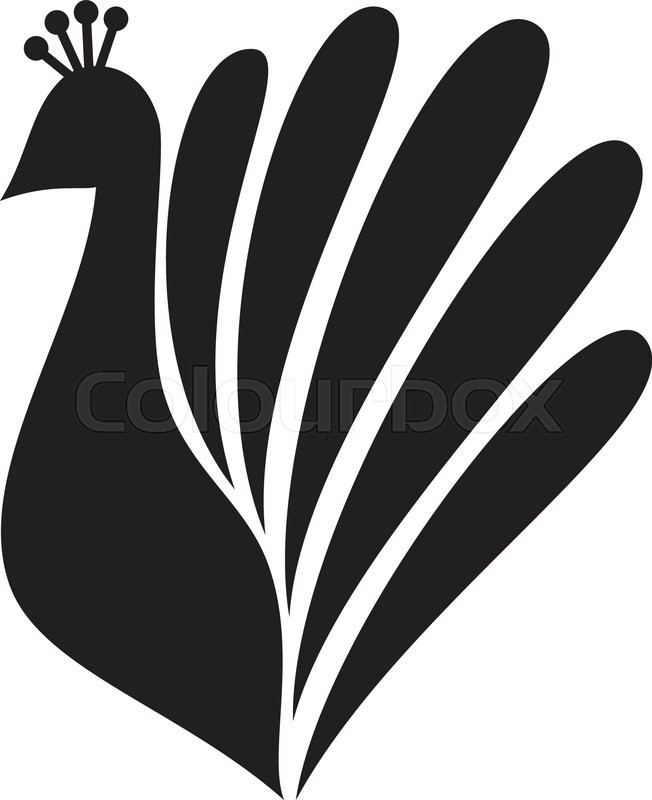652x800 Stylized Silhouette Of A Peacock On Stock Vector Colourbox