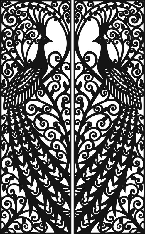 494x800 Laser Cut Door Design Peacock Free Vector Cdr Free Download