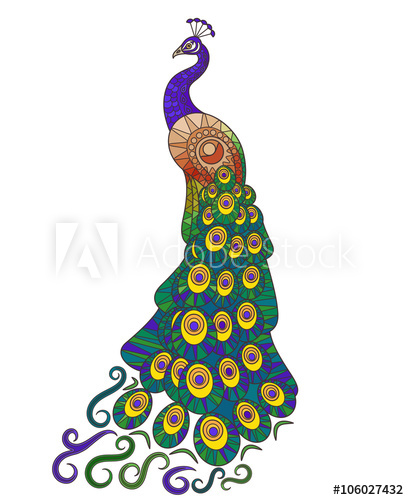 409x500 Colorful Peacock Illustration Decorative Peacocks Tail On White