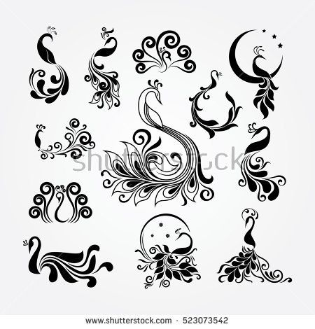 450x470 Peacock Vector Set Art In Peacock Vector, Peacock Drawing