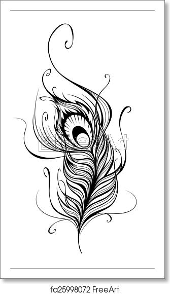 335x580 Free Art Print Of Stylized Peacock Feather Artistically Drawn