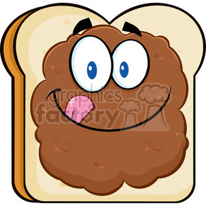 300x300 Illustration Toast Bread Slice Cartoon Character Licking His Lips