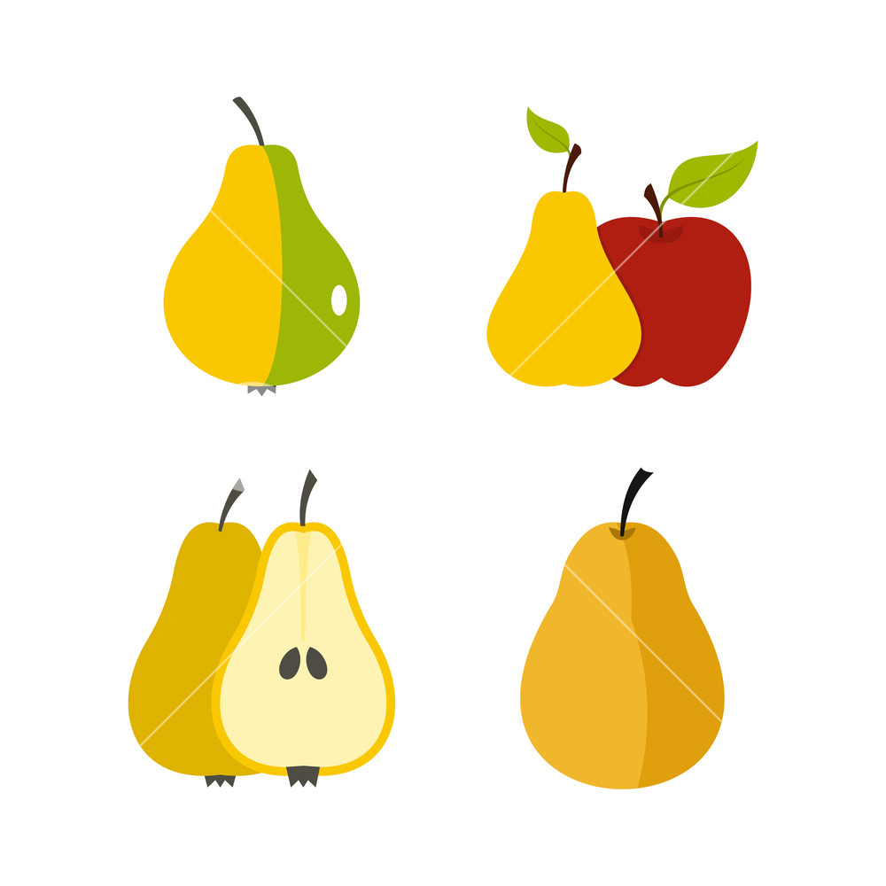 1000x1000 Pear Icon Set Flat Set Of Pear Vector Icons For Web Design