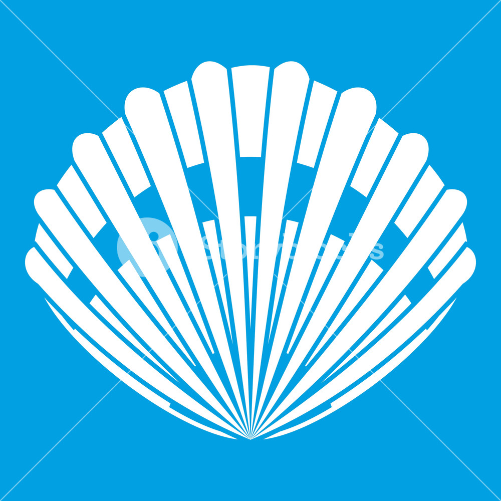 1000x1000 Pearl Shell Icon White Isolated On Blue Background Vector