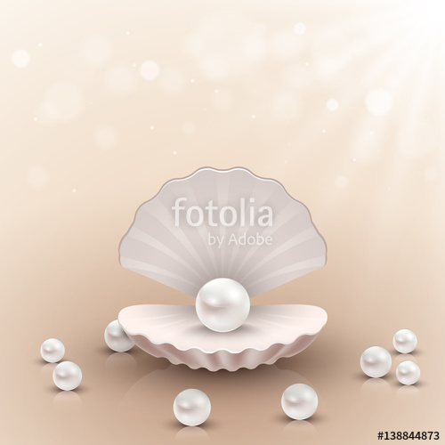 500x500 Shell With Pearl Inside On Abstract Background, Vector Wallpaper