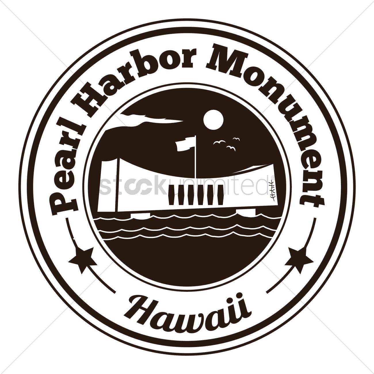 1300x1300 Pearl Harbor Monument Label Vector Image
