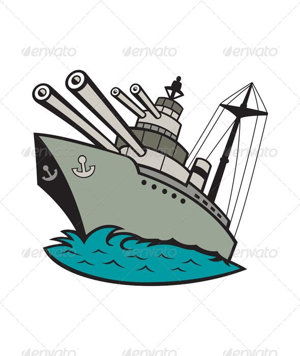 590x700 World War Two Battleship Cartoon Travel Vectors Graphics