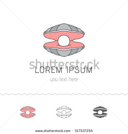 450x470 Shell With A Pearl, Logo Design Flat Style Vector Object