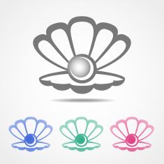 235x235 Vector Shell Icon With A Pearl In Different Colors Vector Art