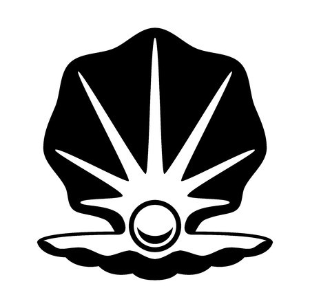 450x448 Vector Pearl In A Shell Black And White Icon Royalty Free Vector