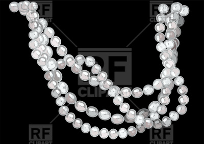 400x283 Pearl Necklace Isolated On Black Background Vector Image