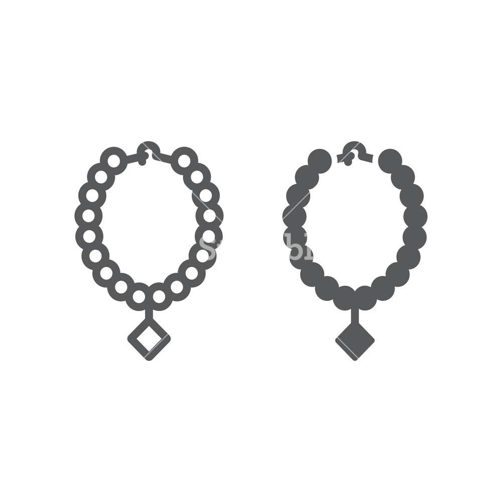 1000x1000 Pearl Necklace Line And Glyph Icon, Jewelry And Accessory