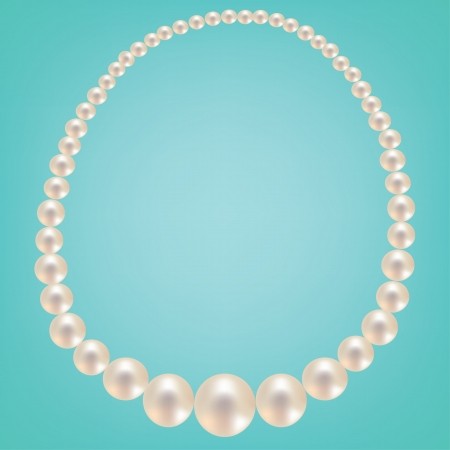 450x450 Pearl Necklace On Turquoise Background Vector Illustration